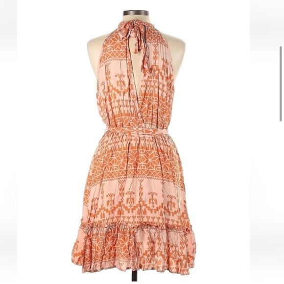 BTFBM Floral Dress Summer Sleeveless Halter Neck Ruffle No Belt Boho Medium - Picture 3 of 16